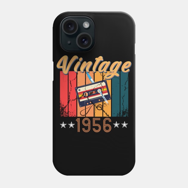 64th Birthday 64 Years Old 64th Vintage Retro cassette Mixtape Music Cassette 1956 Birthday Phone Case by Flipodesigner