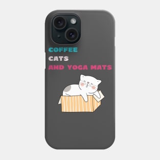 Coffee cats and yoga mats funny yoga and cat drawing Phone Case