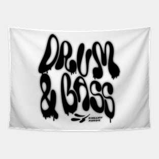 DRUM AND BASS  - Liquid Y2K Font (Black) Tapestry