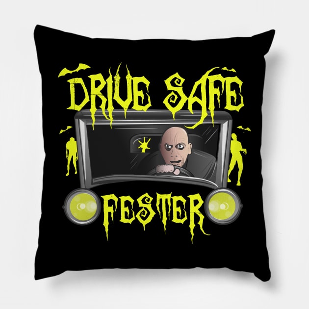 Drive Safe Uncle Fester Pillow by RadioaktivShop