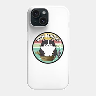 Funny fat cat has gone fishing Phone Case