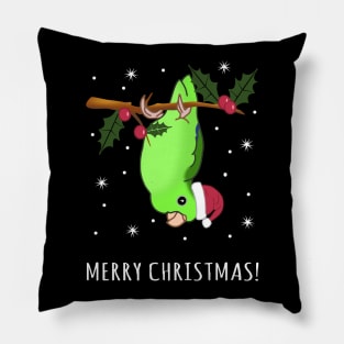 Green Parrotlet Merry Christmas Pillow