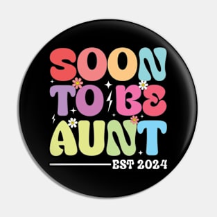 Soon to be aunt est 2024 Groovy Auntie Pin