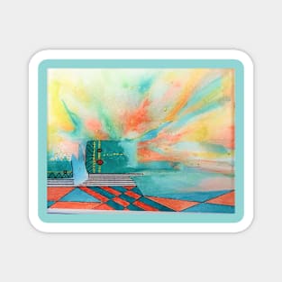 Orange and Green Abstract Magnet