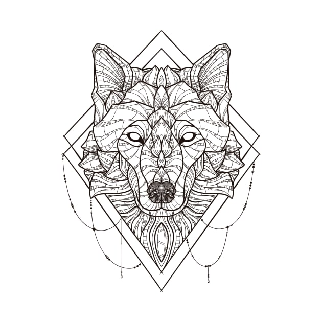 Geometric Wolf by Psydrian