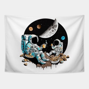 Astronauts Drinking Coffee on the Moon #2 Tapestry