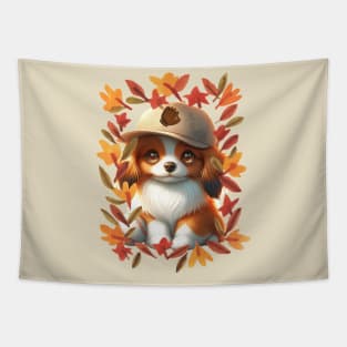 Autumn With Nederlandse Kooikerhondje Tapestry