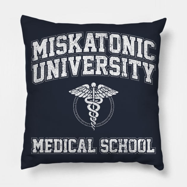 Miskatonic University Medical School (Re-Animator) Pillow by huckblade