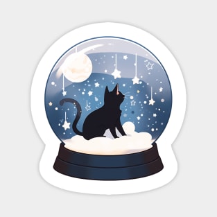 Black Cat In A Snow Globe Magnet