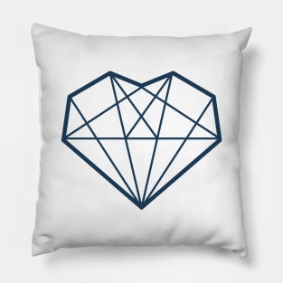 Geometric Blue Diamond Heart Pillow