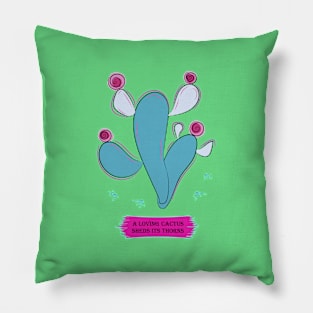 Blue bald cactus Pillow