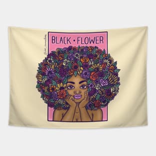 Black Flower Tapestry