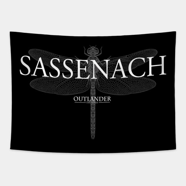 Outlander Sassenach Dragon Fly Line Art Tapestry by devanpm