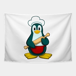 Penguin as Baker with Rolling pin Tapestry