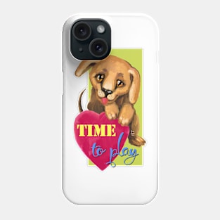 Cute dog. Baby pets. Puppy friendship love. Phone Case