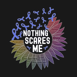 Nothing Scares Me World Diabetes Day Blue Sunflower Ribbon T-Shirt