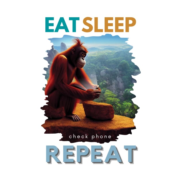 Eat, Sleep, Check Phone, Repeat - funny phone addict print by Geminiartstudio