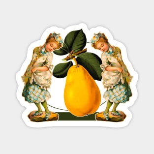 Little girl and the pear fruit Magnet