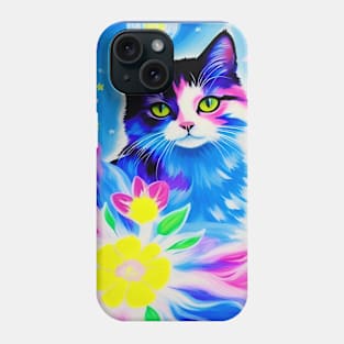 Cosmic Floral Kawaii Cat Phone Case