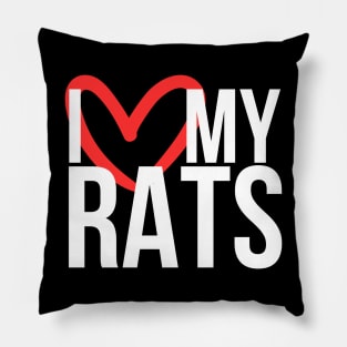 I love my rats - for rat lovers, with heart - white variant Pillow