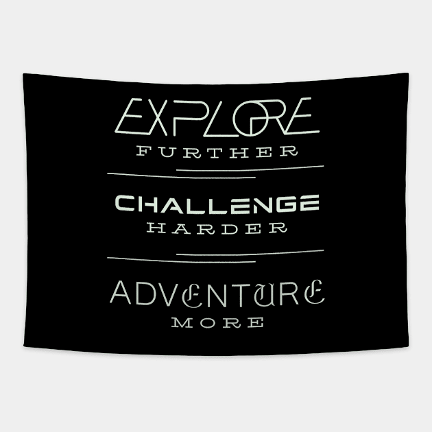 Explore Challenge Adventure Quote Motivational Inspirational Tapestry by Cubebox