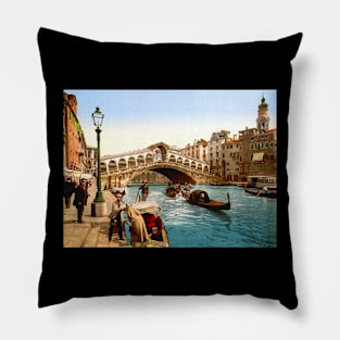 Venice Rialto Bridge Italy 1890s Pillow