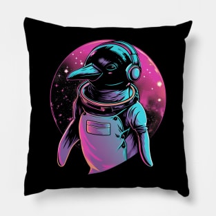 Retro Space Penguin Pillow