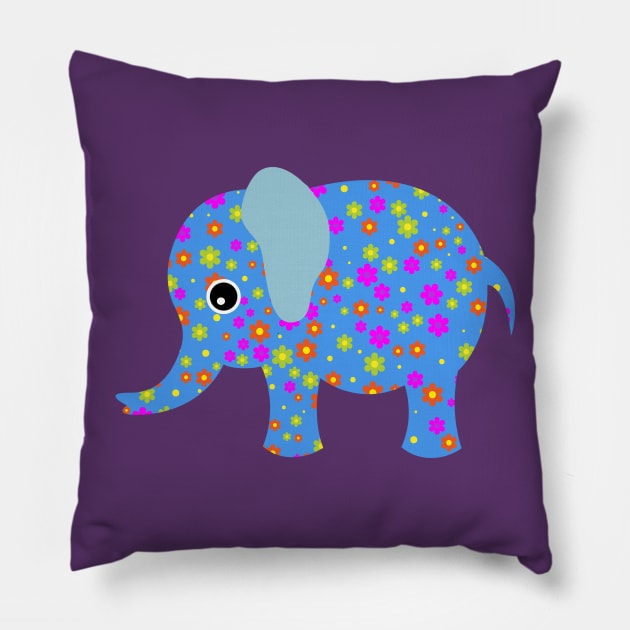 Cute Baby Elephant Flower Floral Art Design Pillow by PatrioTEEism