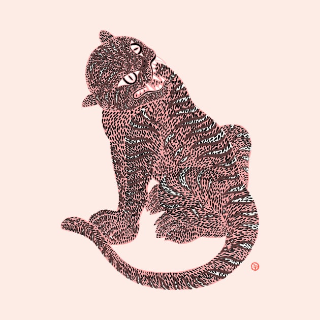 Pink Tiger -Minhwa Korean folk art by joyfultaylor