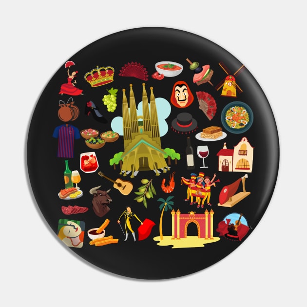 Spain Travel Icons Pin by FancyPlanet