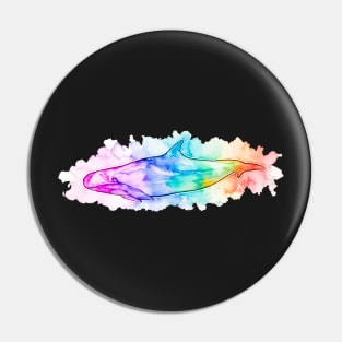 False Killer Whale rainbow watercolour Pin