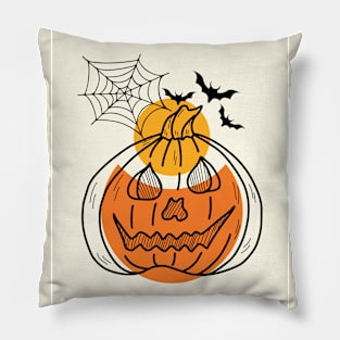 Spooky Halloween pumpkin boho style Pillow