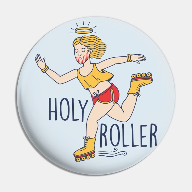 Funny Holy Roller Rollerblading Jesus // Christian Humor Pin by Now Boarding