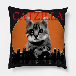 Catzilla t-shirt Pillow