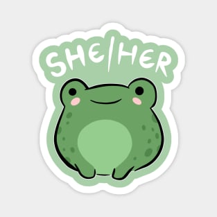 She / Her Frog: A Journey Through Cute Kawaii Characters Celebrating Femininity & Empowerment Magnet