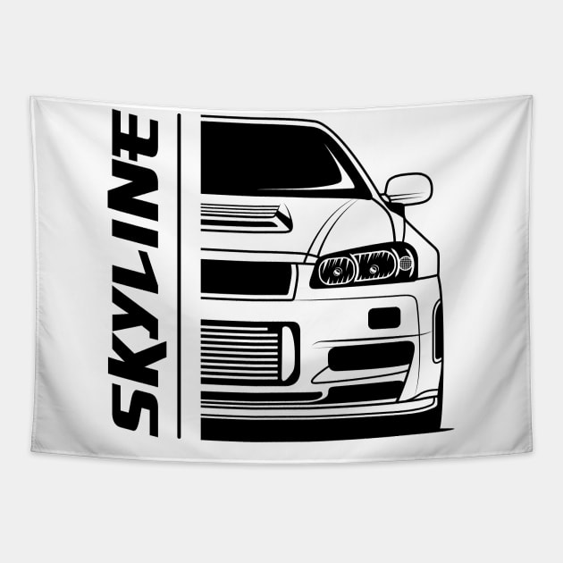 Front JDM Skyline R34 Tapestry by GoldenTuners