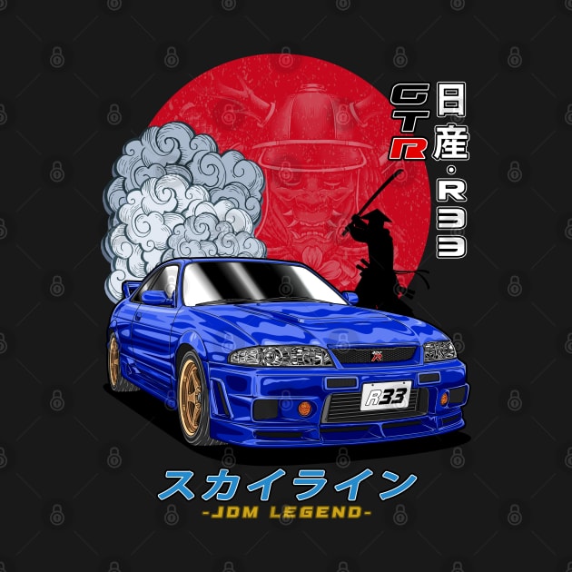 Nippon JDM Blue Nissan Skyline GT-R R33 by Guyvit