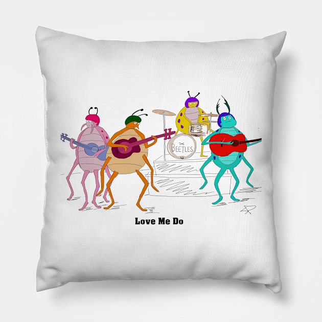 The Beetles Love Me Do Pillow by saraperry