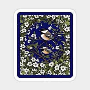 Black-capped Chickadee Bird And Massachusetts Mayflowers Magnet