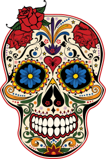 Gothic Day Of The Dead Roses Sugar Skull 1 Magnet