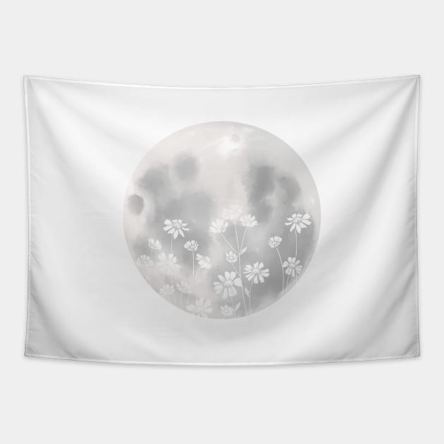 Silver moon Tapestry by Adaillustrations