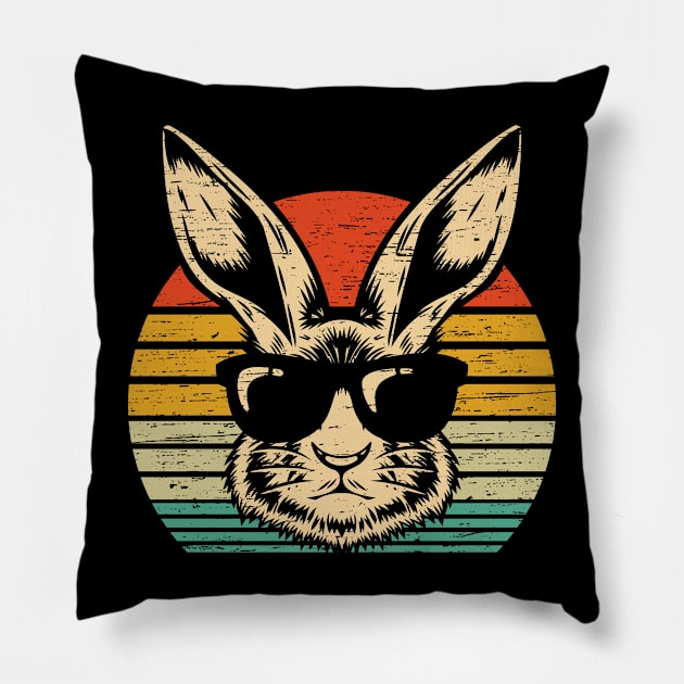 Easter Funny Gift Vintage Bunny Sunglasses Pillow by lisanna