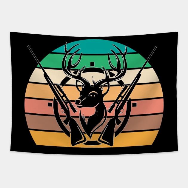 Retro Deer Hunting Gift Tapestry by Teewyld