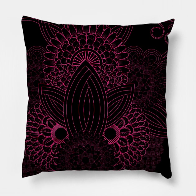 Minimalist Medallion Flower art-Sacred Mandala Flower Pillow by DeDoodle