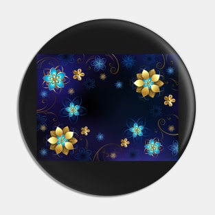 Blue Background with Flowers Pin