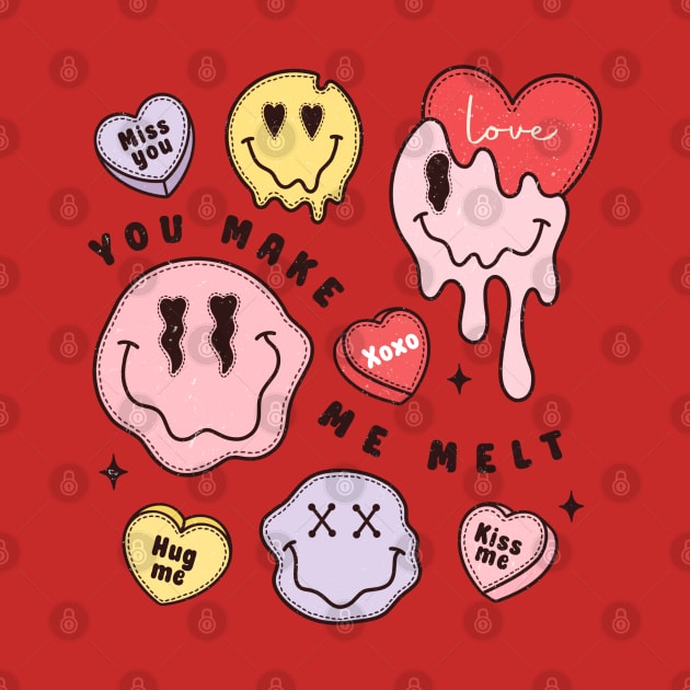 You Make Me Melt XOXO Miss You Hug Me Kiss Me Emoji Face Melting Face by Pop Cult Store
