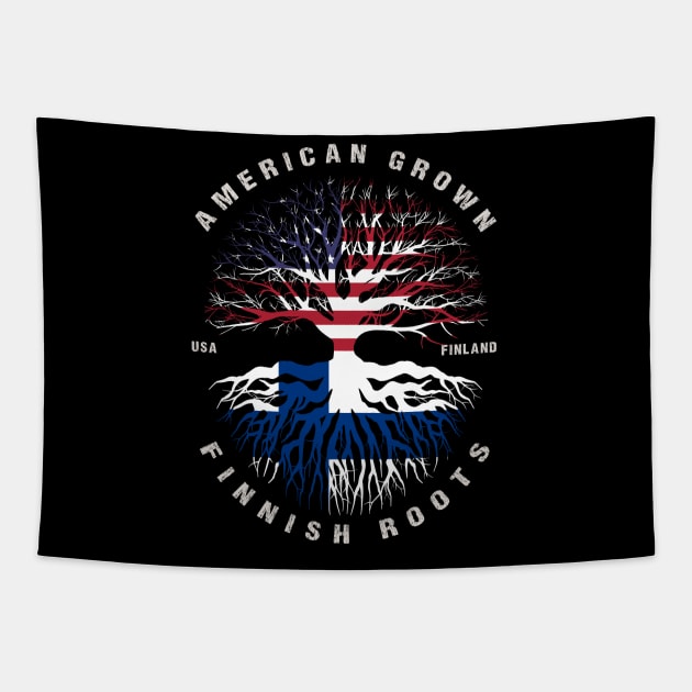 American Grown Finnish Roots Finland Flag Tapestry by heart teeshirt