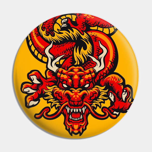 Retro Japanese Dragon Pin by SLAG_Creative