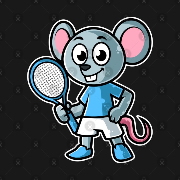 Mouse Tennis Player Funny Coach Rat print by theodoros20