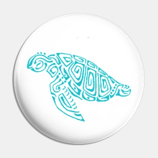 Turquoise tattoo style turtle gray background Pin